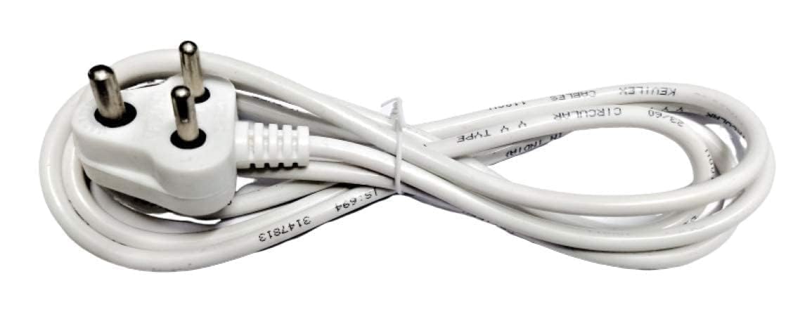 COPY LINE 2.5 Meter Electric Cable Cord | 3 Pin Wire for TV, Cooler, Fan, Mixer, and Juicer Grinder | Durable White Extension Cable 1
