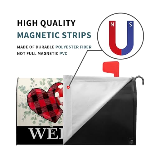Image of Happy Valentine's Day Love Mailbox Covers Magnetic Love Heart Welcome Mailbox Cover Standard Size 21 inch X 25.5 inch Inch Valentines Day Holiday Wrap Post Letter Box Decorative for Outdoor Home Garden Yard