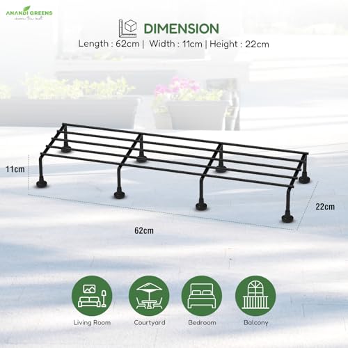 Image of Anandi Green's Black Color Anti Rust Metal plant Stand For for Balcony, living room, indoor and outdoor use (Rectangular Pack of 4)