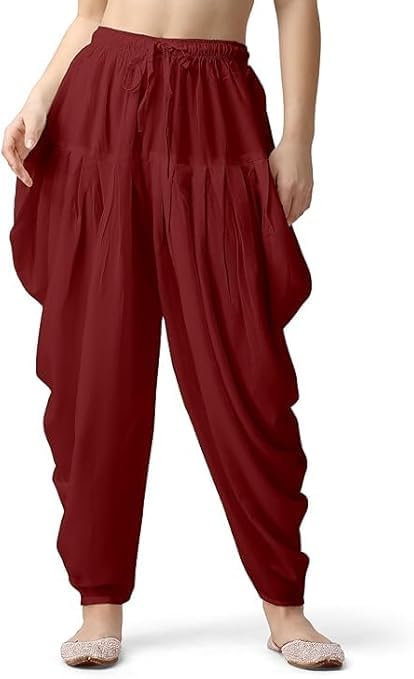 Women Loose Fit Rayon Dhoti Pant Patiala Slawar Bottom Wear Harem Pants Free Size