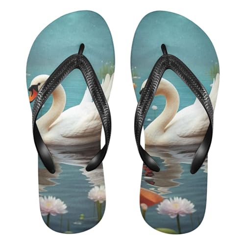 Swan Flower Flip Flop Beach Summer Casual Sandal for Women & Men Shower Shoes 20848278