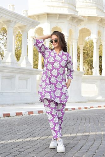 Image of LookMark Women's Printed Cotton Blend Straight Kurta and Pant Set
