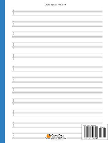 Guitar Tab Paper : Blank guitar tab pages Notebook: featuring twelve 6-line tablature staves per page with a "TAB" clef, 8.5 x 11, Durable Cover, Perfect Binding image 2