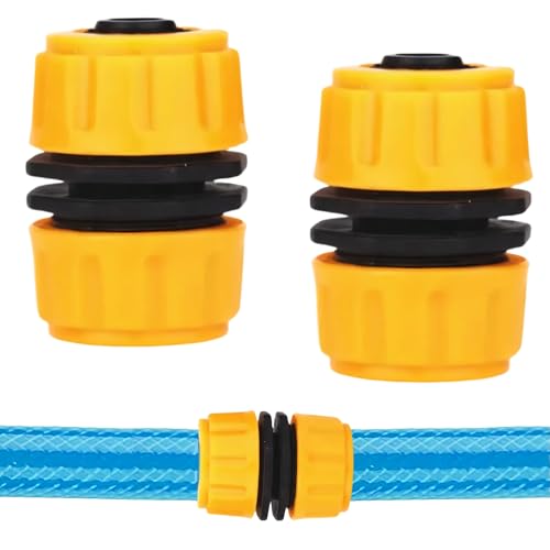 Hose Repair Connector Extender Garden Hose Repair Connector Used to Connect 1/2-Inch Garden Hoses Quickly Fix Extension Connectors and Quickly Repair Damaged and Leaking Hoses (Yellow)