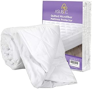 Asubie Quilted Microfibre King Size Mattress Protector Fitted Bed Cover Hotel Quality Mattress Protector King Size (150x200cm+40cm Deep Stretching UK Size)