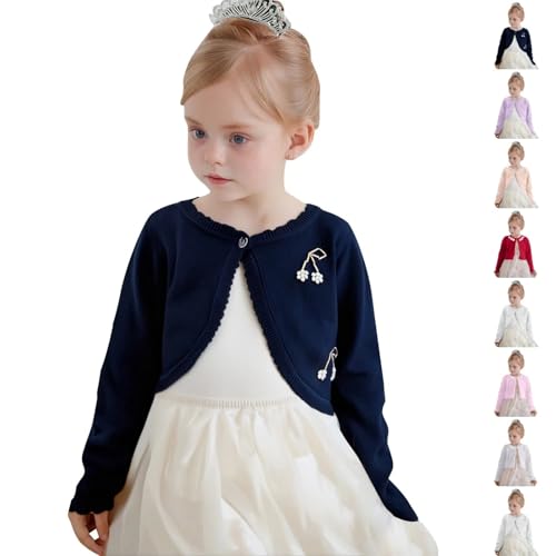 Girls Cardigan Bolero Shrug Dress Sweater Long Sleeve Button Closure Knitted Sweater Kids Cover up Cropped Tops Fall Outfits3