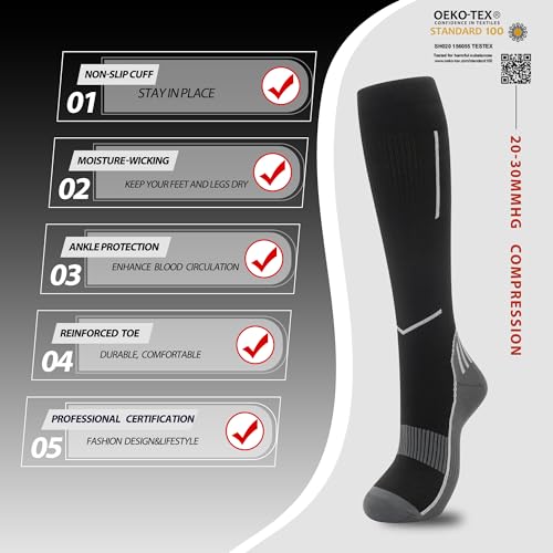 Image of fenglaoda Compression Socks for Women Men 3 Pairs Graduated Compression Support Circulation Socks for Nurses