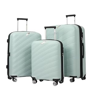 Luggage Sets 3 Piece Expandable Hardshell Suitcases with Wheels, Polycarbonate Lightweight Carry-On Luggage Set with TSA Lock Mint Green