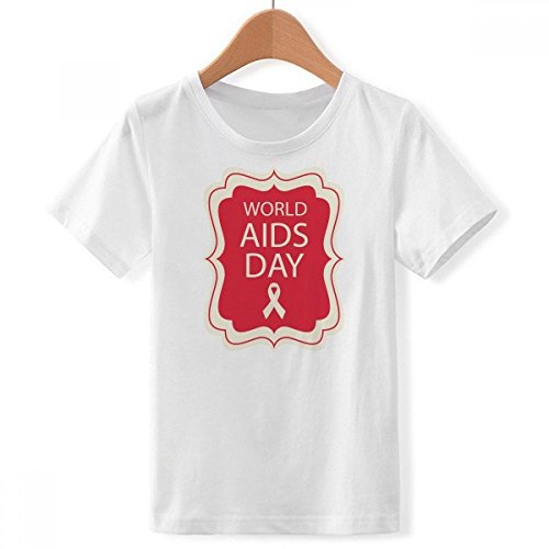 T-Shirt Ruban Rouge 1st Décembre HIV Blanc XX-Grand pour Garçon