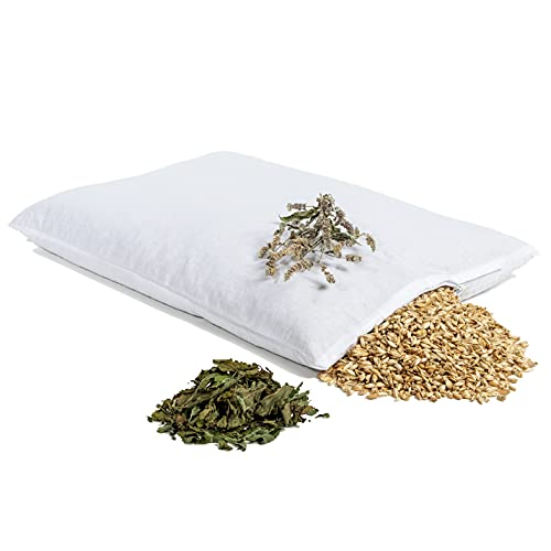 HIMMELGRÜN® Kräuterkissen Kopffrei - Bio Dinkelspelzkissen - Dufte Pfefferminze - Handgemacht im Bregenzerwald - 40x60cm, Weiß mit Zipp (Dinkel -...