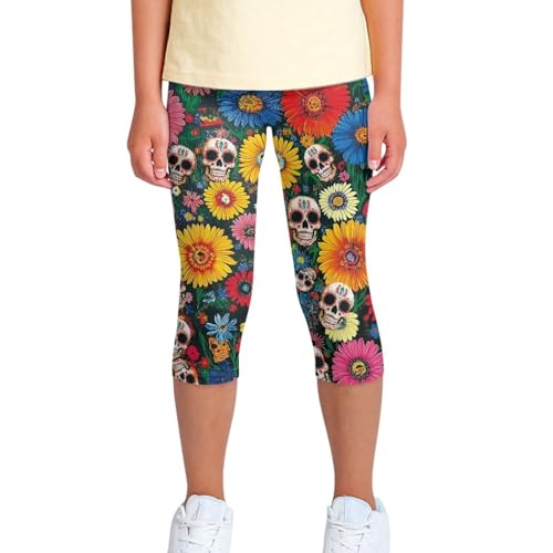 Girls Leggings,Kids Yoga Ballet Gymnastics Cropped Pants 3/4 Casual Sweatpants for School Daily Wear,Age 4-132