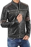 NM-Fashions Vintage Cafe Racer Leather Jacket Men Retro 1 Motorcycle Racing Jacket Distressed Black Large