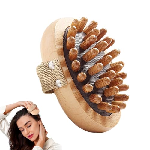 Image of HANNEA Wooden Head Massager Stress Relax Wooden Scalp Massager Self-Care Meridian Brush for Belly Fat Lymphatic Drainage Tool Wood Therapy Massage Tools for Cellulite Remover