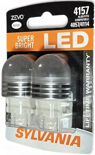 SYLVANIA 4157 ZEVO: White LED Mini Bulb, Super Bright, 2 Pack 4057/4114 Ideal for Daytime Running Lights (DRL) and Back-Up/Reverse Lights