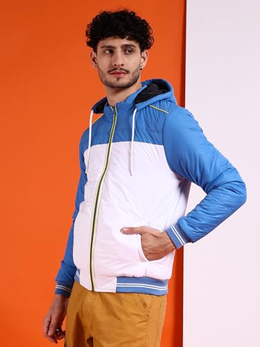Image of The Indian Garage Co Men Regular Fit Colourblocked Bomber Jackets