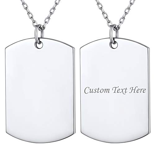 ChicSilver Placa Rectangular Colgante Militar Plata de Ley 925 Platino Plateado con Nombres y Fechas Personalizados Joyería DIY