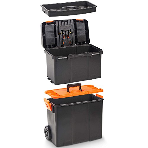 VonHaus Tool Box on Wheels - Wheeled Tool Box with Stackable Boxes for Easy Organisation - 3-Pack Secure Rolling Storage Boxes, Lockable Cover and Removable Tray with Wheels 5 VonHaus Tool Box on Wheels - Wheeled Tool Box with Stackable Boxes for Easy Organisation - 3-Pack Secure Rolling Storage Boxes, Lockable Cover and Removable Tray with Wheels - Image 5