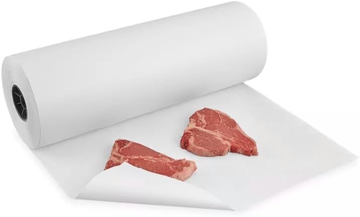 18" x 250' White Freezer Paper Roll - Poly-Coated Moisture-Resistant Wrapping Paper for Meat Storage - Heat-Resistant Design