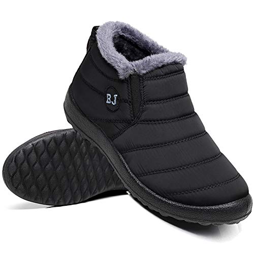 Women Men Lightweight Snow Boots Winter Anti-Slip Ankle Booties Waterproof Slip On Warm Fur Lined Sneaker