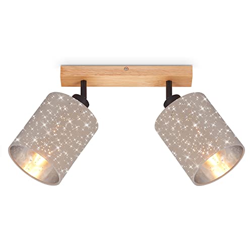 BRILONER - Deckenlampe mit Sternenhimmel, schwenkbar, Lampenschirm aus Stoff, Deckenleuchte, Lampe, Wohnzimmerlampe, Schlafzimmerlampe, Küchenlampe, Deckenstrahler, 28,5x13x15,5 cm, Taupe