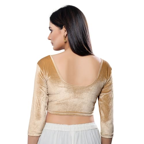 Image of Vamas Women's Velvet Non-Padded Stretchable Long Sleeve Saree Blouse (A-41.N)