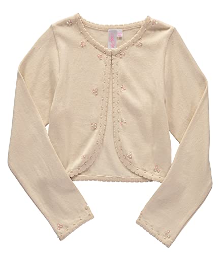 Girls Long Sleeve Beaded Sequin Scallop Trim Cotton Shrug Cardigan4