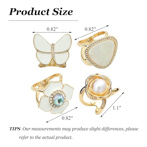 Image of 2 Pcs Scarf Ring Clips for Women Metal Shirt Tightener Cinch Buckle for Silk Scarf Shawl Blouse Sweater T Shirt Clothing Accessories