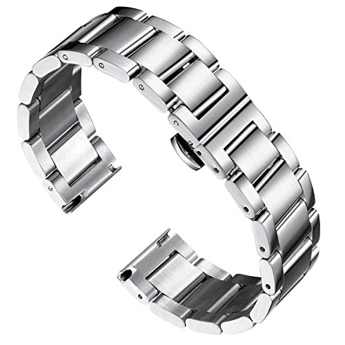 Image of BINLUN Thick Stainless Steel Watch Band Metal Heavy Polished Matte Brushed Finish Watch Strap Replacement for Men Women 16mm /18mm /20mm /21mm /22mm /23mm /24mm /26mm