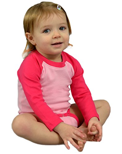 Monag Long Sleeve Raglan Bodysuit 12-18M Pink Fuchsia