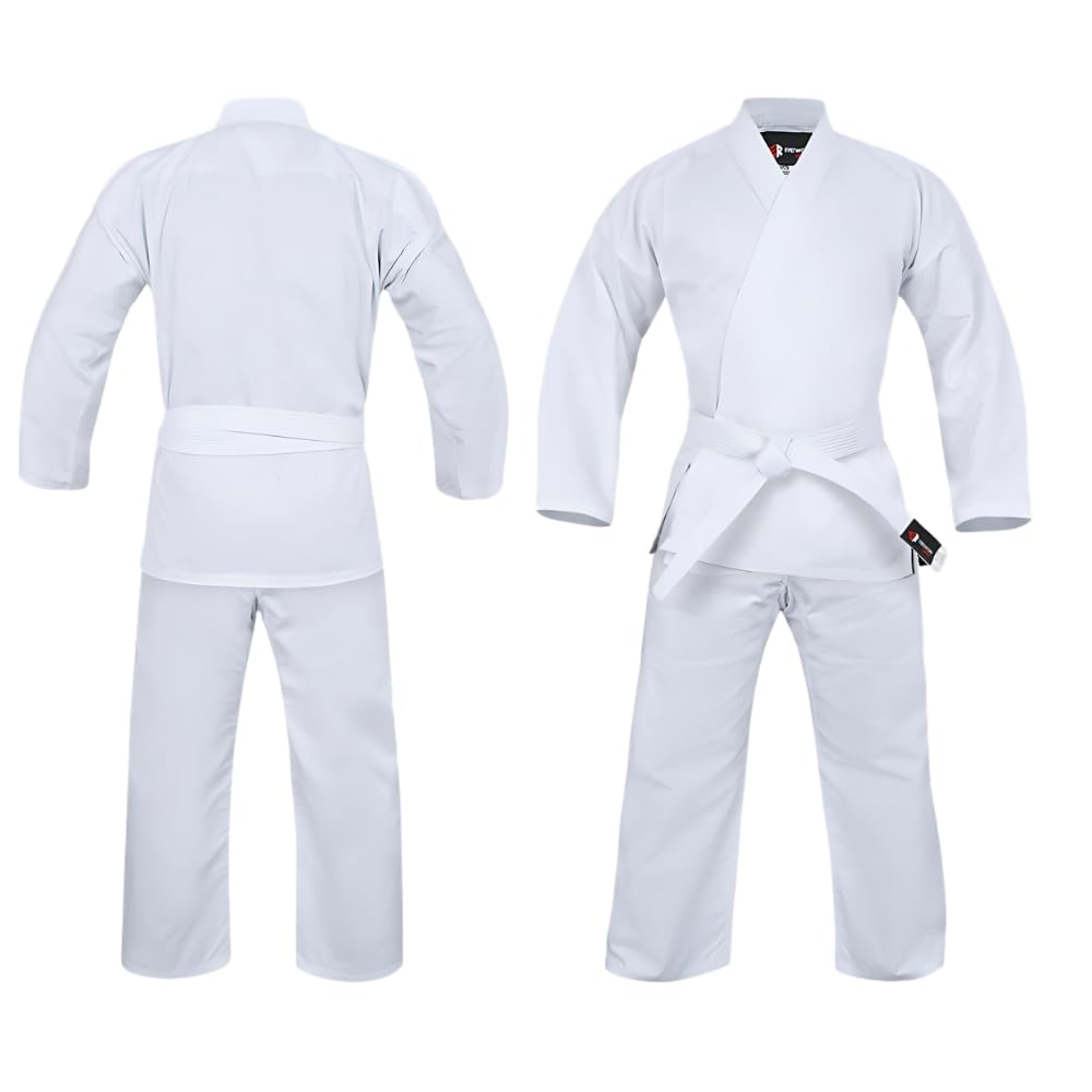 URBANSEE Karate Gi Uniforme per Bambini e Adulti, Leggero per Uomini/Donne,Arti Marziali Uniforme per Studenti, Kimono da Allenamento per Karate,MMA,Judo,Taekwondo e Arti Marziali - Senza Cintura