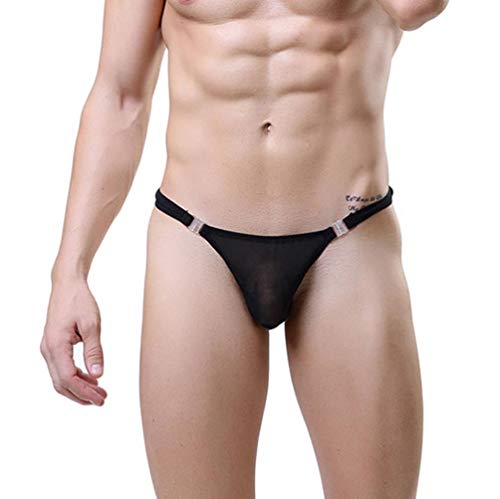Men's 3in1 Sexy Cooling Anti-Smell Brief Breathable Thong See Though Underwear Underpant for Boyfriend Husband (3 Colors Packe)