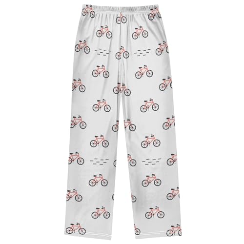 Boy's Pants Cartoon Bicycle White Jogger Pants Elastic Waist Long Bottoms Trousers with Pockets 6-14 Years 7