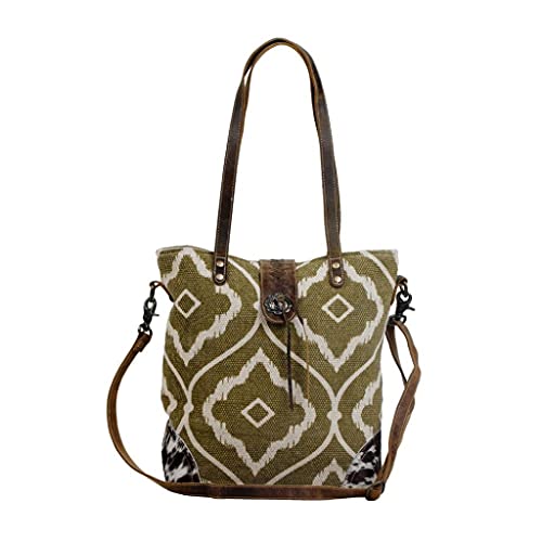 Myra Bag Aesthetic Shoulder Bag Upcycled Cotton & Leather S-2809