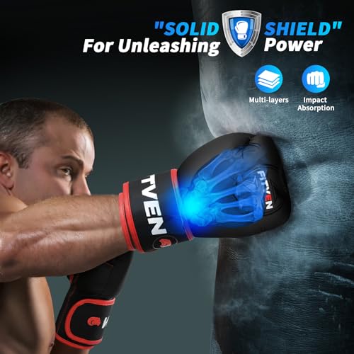Image of FITVEN Boxing Gloves for Men & Women Punching Bag Gloves Kickboxing Gloves Boxing Training Gloves for Boxing, Sparring, Muay Thai, MMA 12 14 16 oz