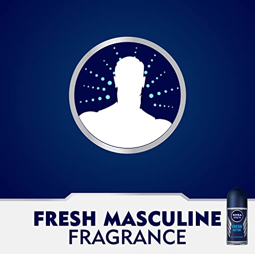 NIVEA MEN Fresh Active Anti-Perspirant Deodorant Roll On (50ml), Men's Anti-Perspirant Deodorant, Fresh Men's Roll On Deodorant + Fresh Masculine Fragrance - Image 4