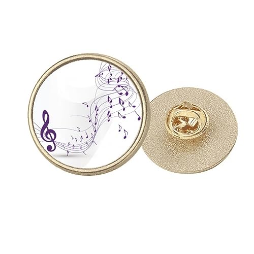 Broche ronde dorée Flappg aux finitions soignées et motif musical violet