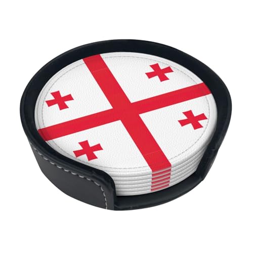 Lot de 6 sous-verres avec drapeau de la Géorgie, lot de 6 sous-verres pour tables basses, boissons, bars, fêtes, 9,9 cm