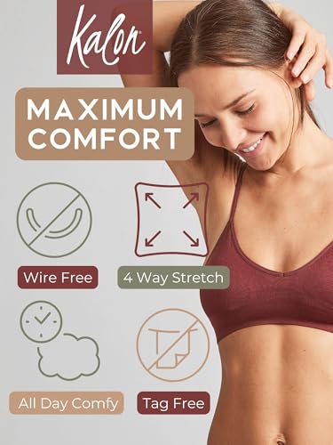 Image of Kalon Women's 4 Pack Racerback Sports Bralette Seamless Wireless Comfort Bra