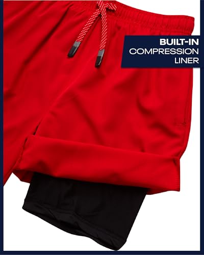 Reebok Boys Athletic Shorts 2 Pack – 2-in-1 Boys Basketball Shorts with Compression Liner – Quick Dry Running Shorts4