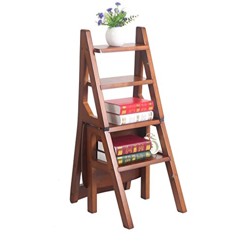 Tritt Vierstufiger Leiterstuhl aus Massivholz Convertible klappbarer Multifunktions-Trittleiter 38 * 37 * 90cm Gartenwerkzeug Hocker