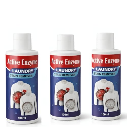 Image of Active Enzyme Laundry Stain Remover Liquid 100ml | Powerful Fabric Stain Cleaner for Clothes | Removes Food, Oil, Grease, Ink & Sweat Stains | Easy Pre-Wash Treatment (3)