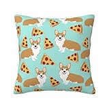 Corgi-Hunde-Pizza, 8 mexikanische Loteria-Karten, Überwurf-Kissenbezug, Kissenbezüge, weicher Plüsch, Kissenbezüge für Schlafsofa, 45,7 x 45,7 cm