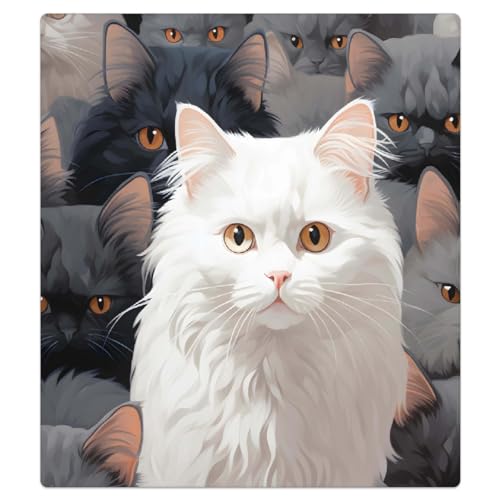 Autocollant magnétique lave-vaisselle chat gris blanc décor 53x66