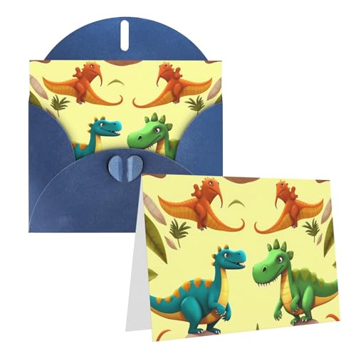 FHEDVBN かわいい漫画恐竜グリーティングカードセット ブランクカード 4x6インチ バースデーカード ウェディングカード お見舞いカード サンキューカード 封筒付きメモカード あらゆる機会に