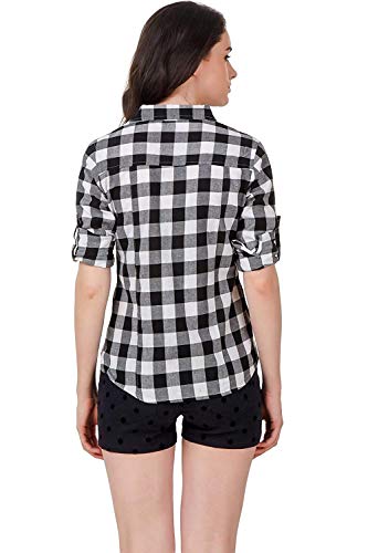 Image of Vastraa Fusion Women's Cotton Checkered Shirt (TS0930-5XL Black-White 5XL)