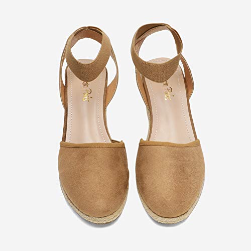 Image of DREAM PAIRS Women's Ankle Strap Wedge Sandals | Espadrilles Sandals, Elastic Ankle Strap, Cushioned Comfort for Summer Outfit, Fashion Dressy Shoes