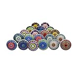 Ceramicworlds 20 Pieces Vintage Ceramic Multi Colour Knobs Pack Cabinet Knobs Drawer Pull Decorative
