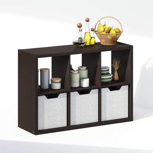 Image of Furinno Cubic Extra Thick 6-Cube Closet Organizers and Storage, Dark Oak | 14.6 x 30 x 44 in, Open Shelf Closet Storage, Closet Organizer, for Wardrobe, Bedroom, Living Room