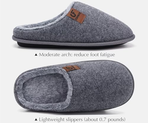 Image of COFACE Mens Cozy Memory Foam Scuff Slippers Casual Slip On Warm House Shoes Indoor /Outdoor Sandal Slippers With Arch Support Rubber Sole Size 7-15