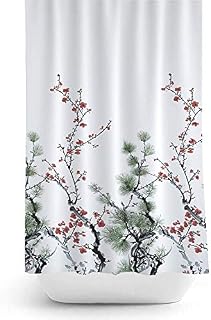 Tropik home Colourful Extra Long and Wide Bathroom Fabric Shower Curtain with Floral Print, 240cm Wide x 200cm Drop